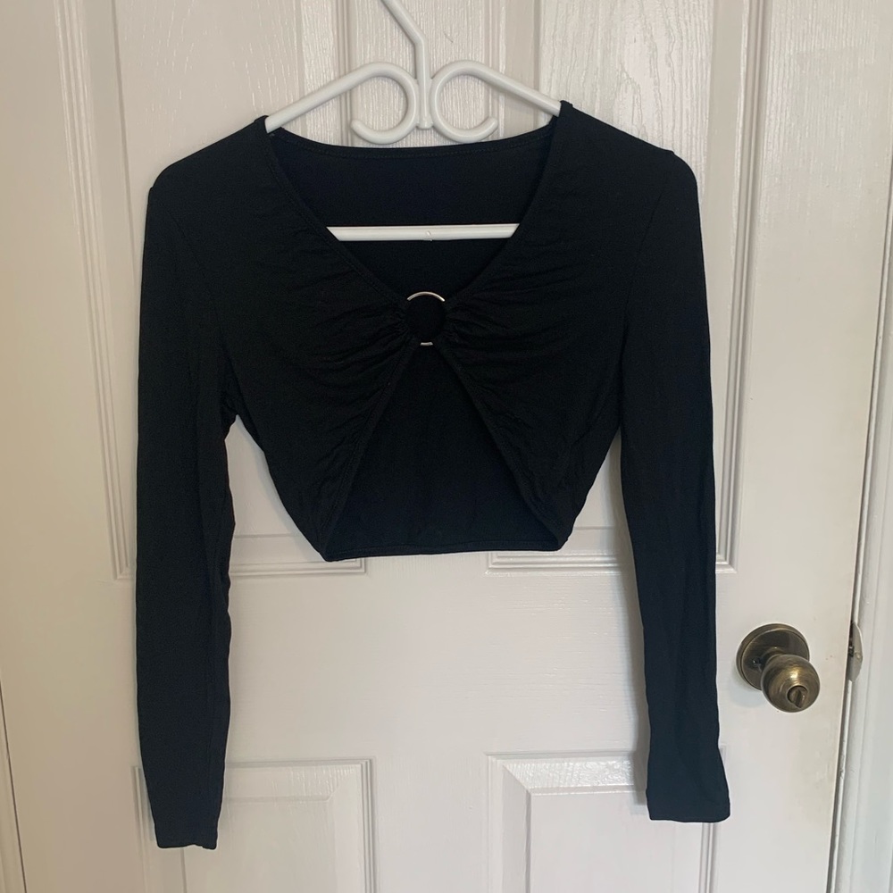 3/$25 Black Cropped Long-Sleeve